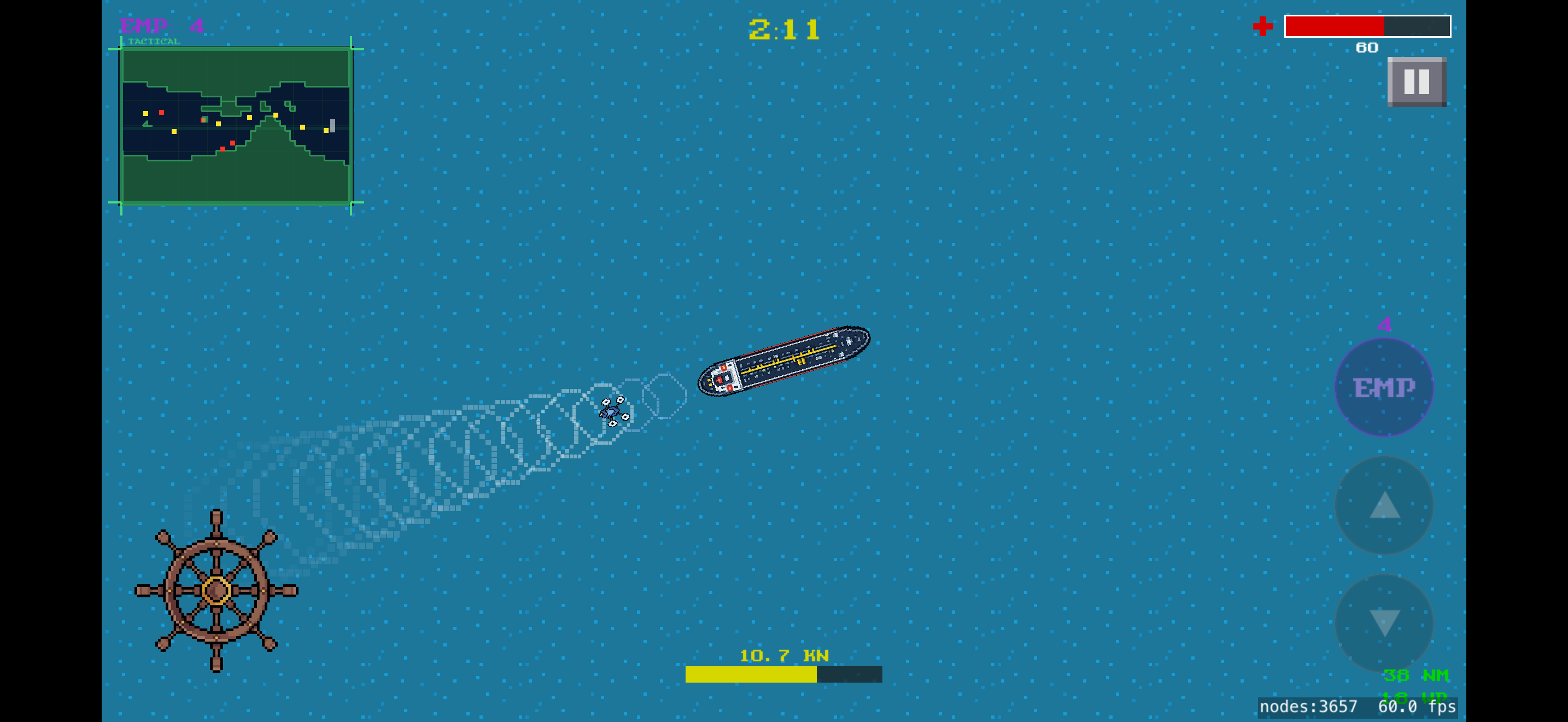 Ship cruising through the strait